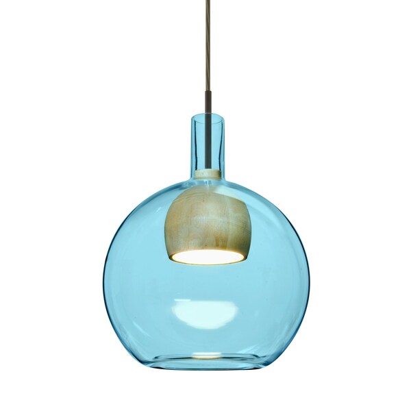 Besa Lighting Benji Cord Pendant, Blue/Natural, Bronze Finish, 1x9W LED 1JT-BENJIBLNA-LED-BR - main